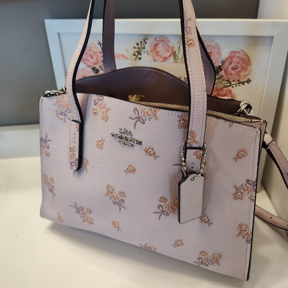 EUC Coach Charlie Carryall 28 #28246 Pebble Leather Crossbody Bag, Baby Pink - Picture 5 of 16